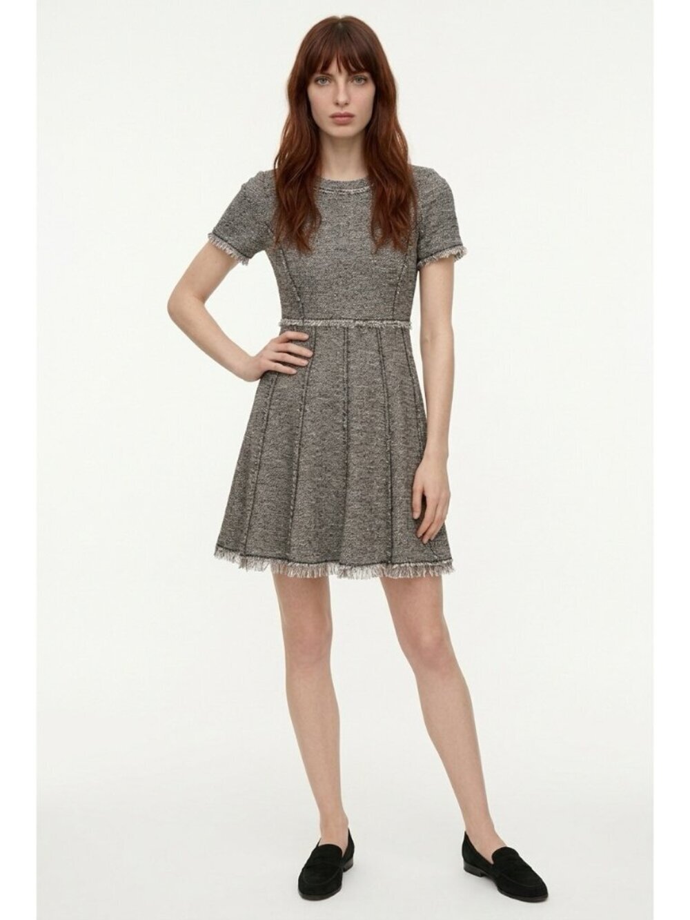 Rebecca Taylor Tweed Dress Sz 4 Mini Short Sleeve Coquette